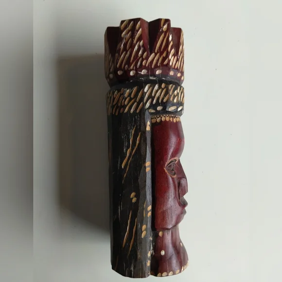 Handcrafted Wooden Tribal Mask 9x3" - Picture 6 of 8